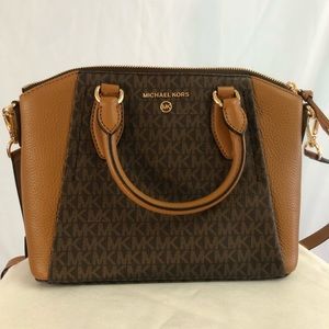 Michael Kors Sienna Medium Logo and Leather Messenger Bag